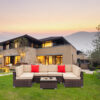 7pcs Brown Rattan Sofa Set