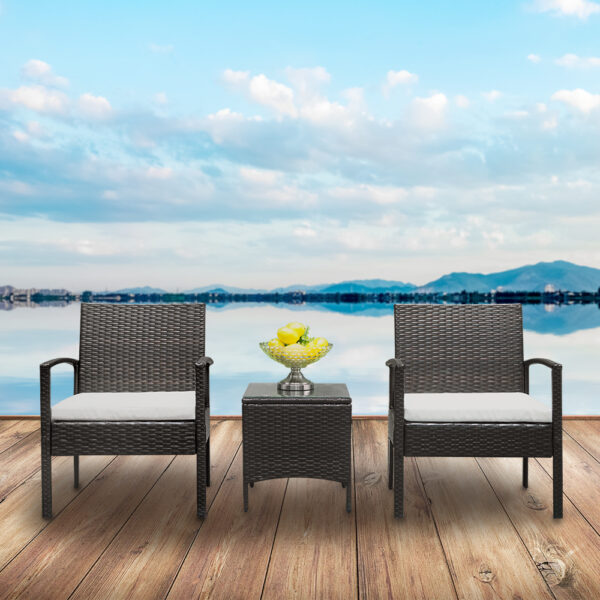 2 Pieces Arm Chairs 1 Pieces Coffee Table Wicker Sofa Patio Furniture Sets