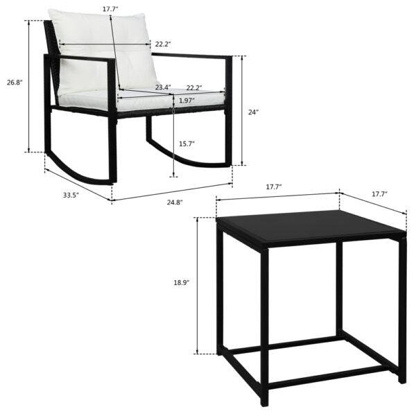 Rattan Chair Three-Piece Set Black