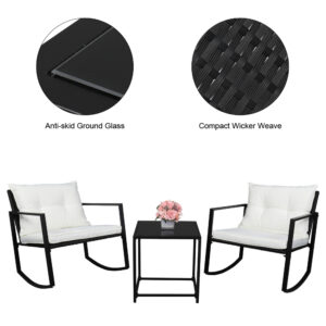 Rattan Chair Three-Piece Set Black