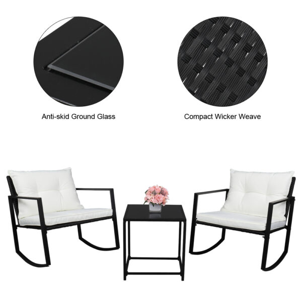 Rattan Chair Three-Piece Set Black