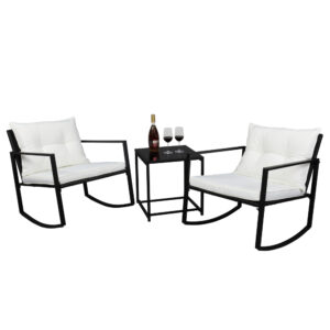 Rattan Chair Three-Piece Set Black