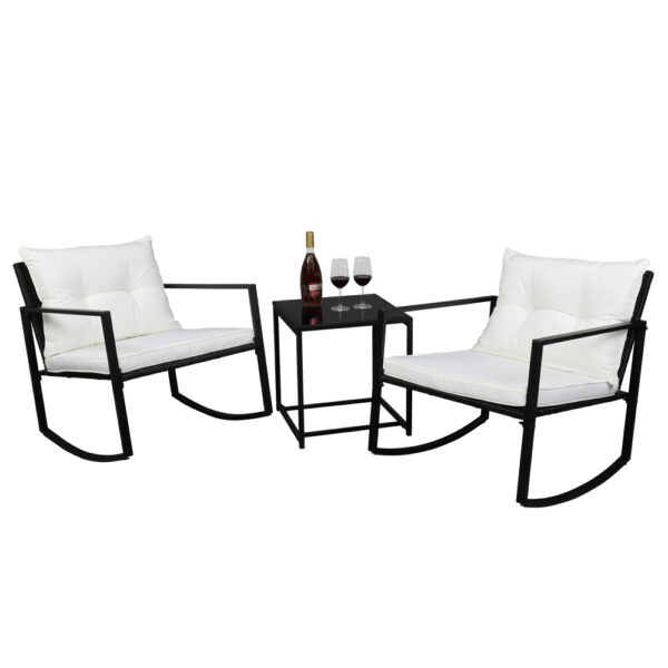 Rattan Chair Three-Piece Set Black