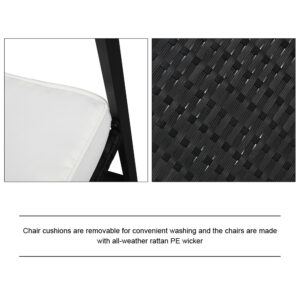 Rattan Chair Three-Piece Set Black