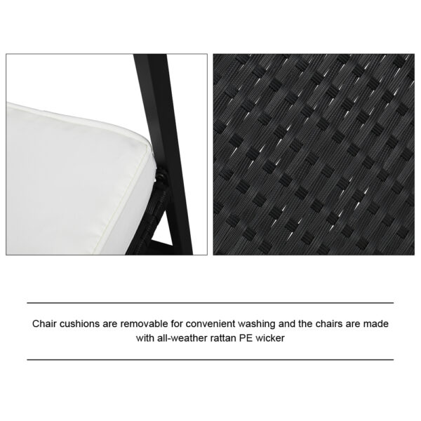 Rattan Chair Three-Piece Set Black