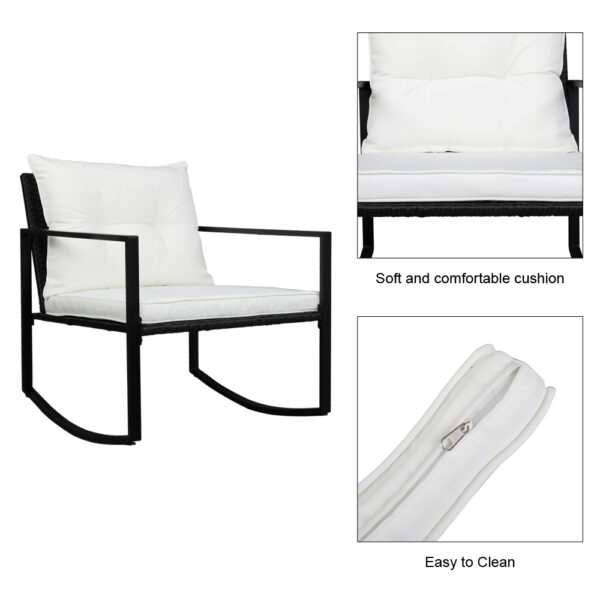 Rattan Chair Three-Piece Set Black