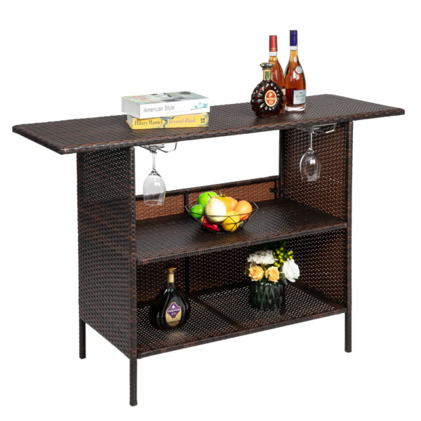 Rattan Patio Bar Table