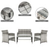 Rattan Sofa Gray Gradient