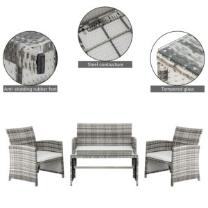 Rattan Sofa Gray Gradient