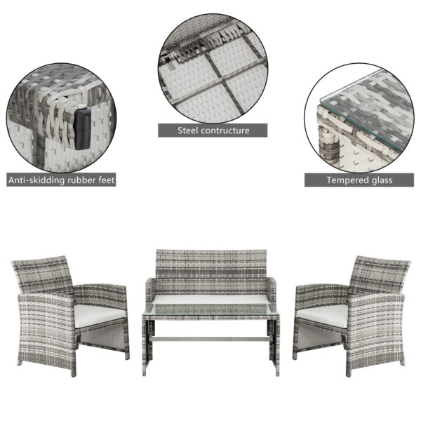 Rattan Sofa Gray Gradient