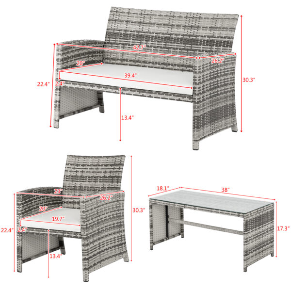 Rattan Sofa Gray Gradient